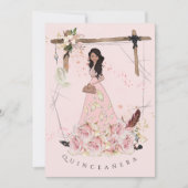 Sugar Pink Boho Beauty Quinceañera Einladung (Vorderseite)