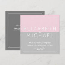 Sugar Pink Gray Moderne Hochzeitseinladung