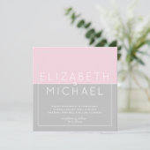 Sugar Pink Gray Moderne Hochzeitseinladung Einladung (Stehend Vorderseite)