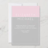 Sugar Pink Gray Moderne Hochzeitseinladung Einladung (Vorderseite)