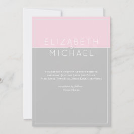 Sugar Pink Gray Moderne Hochzeitseinladung Einladung