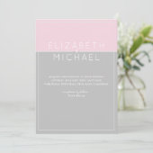 Sugar Pink Gray Moderne Hochzeitseinladung Einladung (Stehend Vorderseite)