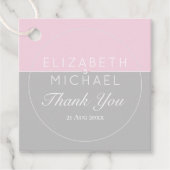 Sugar Pink Gray Vielen Dank Gastgeschenk Hochzeit Geschenkanhänger (Vorderseite)