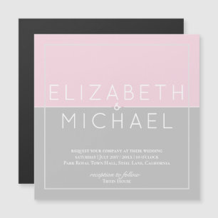 Sugar Pink Gray Wedding Save the Date Magnet