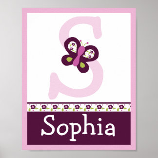 Sugar Plum Butterfly Letter & Name Wall Art Poster