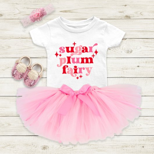 Sugar Plum Fairy Typografy Art Personalisiert Pink Baby Strampler