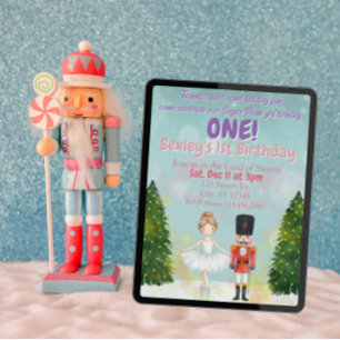 Sugar Plum ist Eins, Nutcracker 1. Geburtstag Einladung
