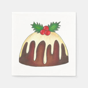 Sugar Plum Pudding Holly Christmas British Festive Serviette