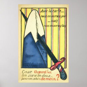 Sugar Rationing ~ Vintager französischer Weltkrieg Poster