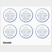 Sugar scrub label simple blue sage white runder aufkleber (Blatt)
