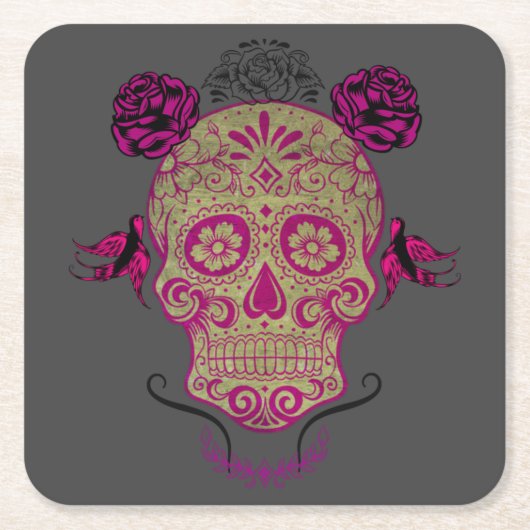 Sugar Skull 1.0 Rechteckiger Pappuntersetzer (Vorderseite)