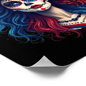 Sugar Skull 4. Juli American Flag Skeleton Wom Poster (Ecke)