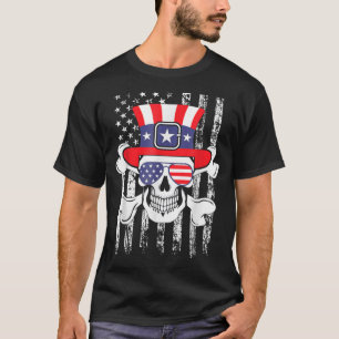 Sugar Skull 4. Juli Funny Shirt American Flag Pat