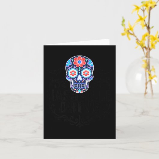 Sugar Skull And Bats Logo Black Text Premium Karte (Gelbe Blume)