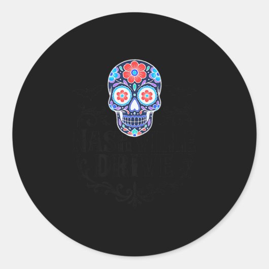 Sugar Skull And Bats Logo Black Text Premium  Runder Aufkleber (Vorderseite)