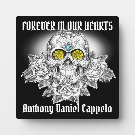 Sugar Skull and Roses Memorial Platte Fotoplatte (Vorderseite)