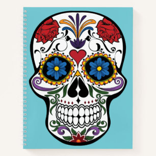 Sugar Skull Aquamarin-Day of the Dead Sketchbook Notizblock