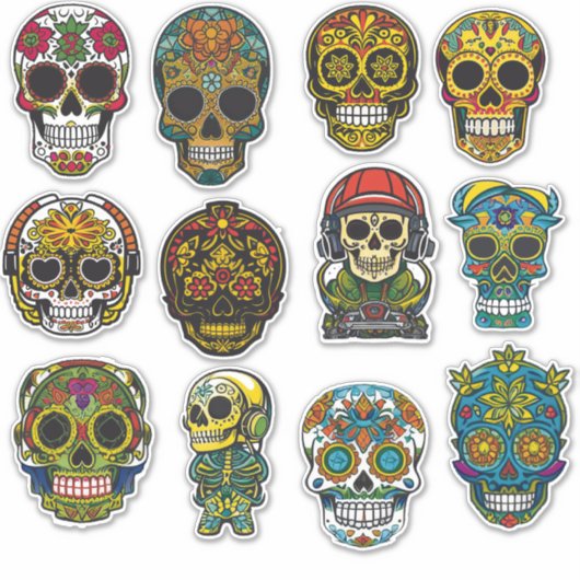 Sugar Skull Art 12 Piece Celebration Pack Aufkleber (Vorderseite)
