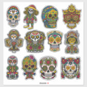 Sugar Skull Art 12 Stück Folk Art Pack Aufkleber (Blatt)