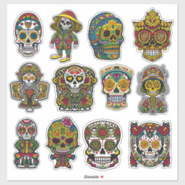 Sugar Skull Art 12 Stück Folk Art Pack Aufkleber