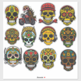 Sugar Skull Art 12 Vintages Pack Aufkleber