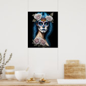 Sugar Skull Art - Atemberaubende Frau Poster (Küche)