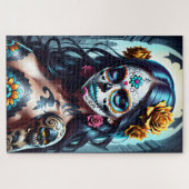 Sugar Skull Art - Blühende Schönheit Puzzle (Horizontal)