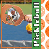 Sugar Skull Art Blume Butterfly Orange Grunge Pickleball Schläger