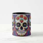 Sugar Skull Art Blume Skull Roses Tasse (Zentrum)