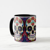 Sugar Skull Art Blume Skull Roses Tasse (Vorderseite Links)