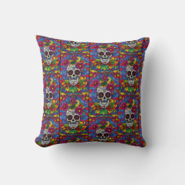 Sugar Skull Art - Blumenfiesta Kissen