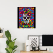 Sugar Skull Art - Blumenfiesta Poster (Heimbüro)