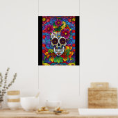 Sugar Skull Art - Blumenfiesta Poster (Küche)