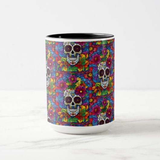 Sugar Skull Art - Blumenfiesta Tasse (Zentrum)
