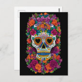 Sugar Skull Art - Burst of Mexico Flair Postkarte (Vorne/Hinten)