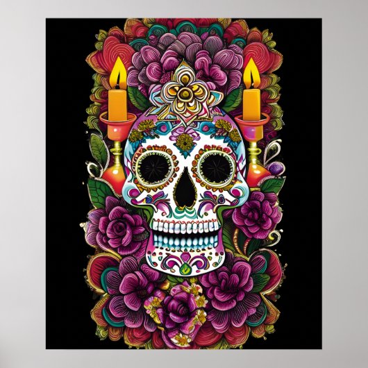Sugar Skull Art - Candle Lit Altar Poster (Vorne)