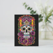 Sugar Skull Art - Candle Lit Altar Postkarte (Stehend Vorderseite)