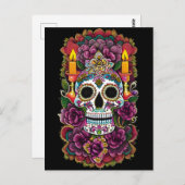 Sugar Skull Art - Candle Lit Altar Postkarte (Vorne/Hinten)