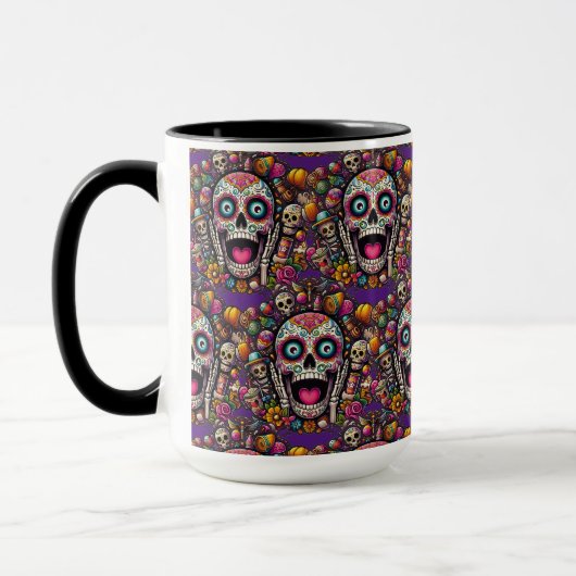 Sugar Skull Art - Candy Skull Überraschung Tasse (Links)