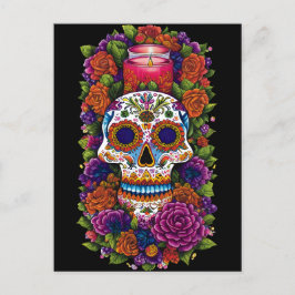 Sugar Skull Art - Celebrate Dia de los Muertos Postkarte