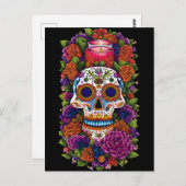 Sugar Skull Art - Celebrate Dia de los Muertos Postkarte (Vorne/Hinten)