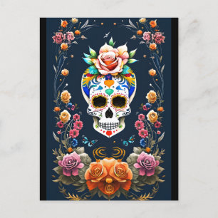 Sugar Skull Art - Celebrate Life Postkarte