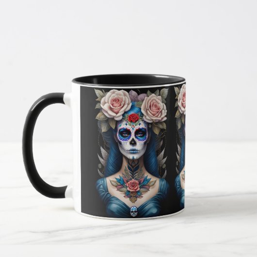 Sugar Skull Art - Colorful Dia de los Muertos Tasse (Links)