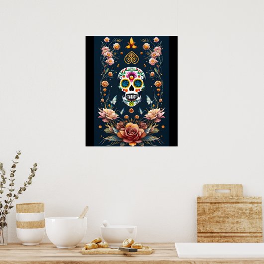 Sugar Skull Art - Der Feierliche Geist Poster (Küche)