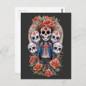 Sugar Skull Art - Der Stehende Mensch Postkarte (Vorne/Hinten)