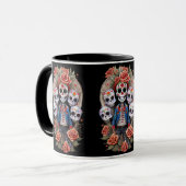 Sugar Skull Art - Der Stehende Mensch Tasse (Vorderseite Links)