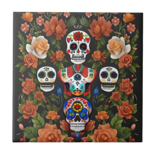 Sugar Skull Art - Dia de los Muertos Fliese