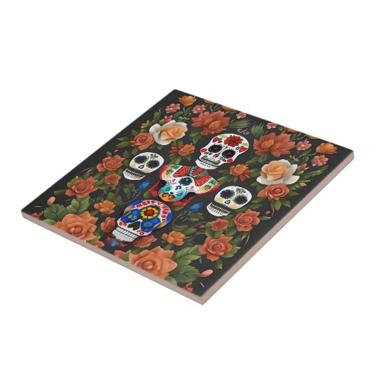 Sugar Skull Art - Dia de los Muertos Fliese (Seite)