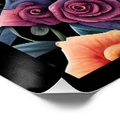 Sugar Skull Art - Dia de los Muertos Floral Skull Poster (Ecke)