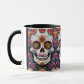 Sugar Skull Art - Dia de los Muertos Floral Skull Tasse (Links)